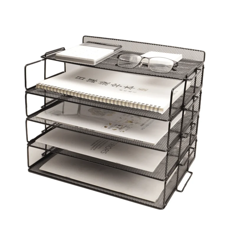 Metal File holder Organizer Desk  Paper Document Rack 4 Tier Metal for Office Home School multicolor Stackable  File Trays