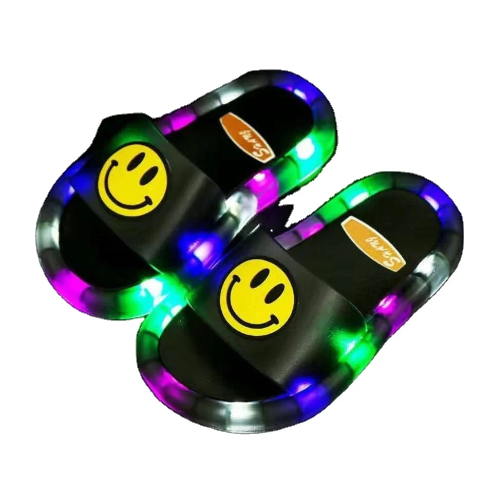 children kids light up slippers LED Flash Light Beach Outdoor Smiling Face unicorn cat  Daisy Flower Baby Boy Sandals