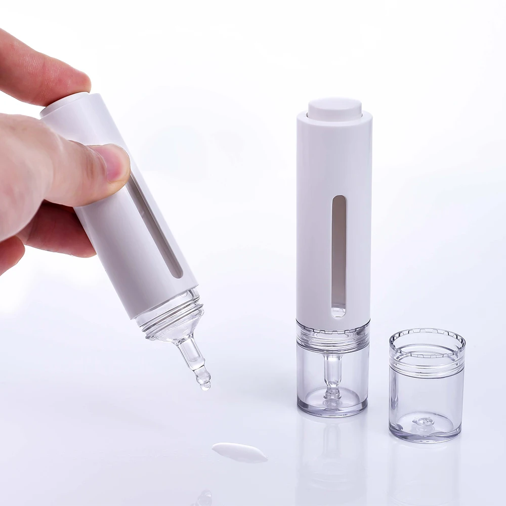 Cosmetic Syringe Packaging Eye Cream serum Airless pump Syringe Bottle 15ml Plastic Syringe Dropper Bottle