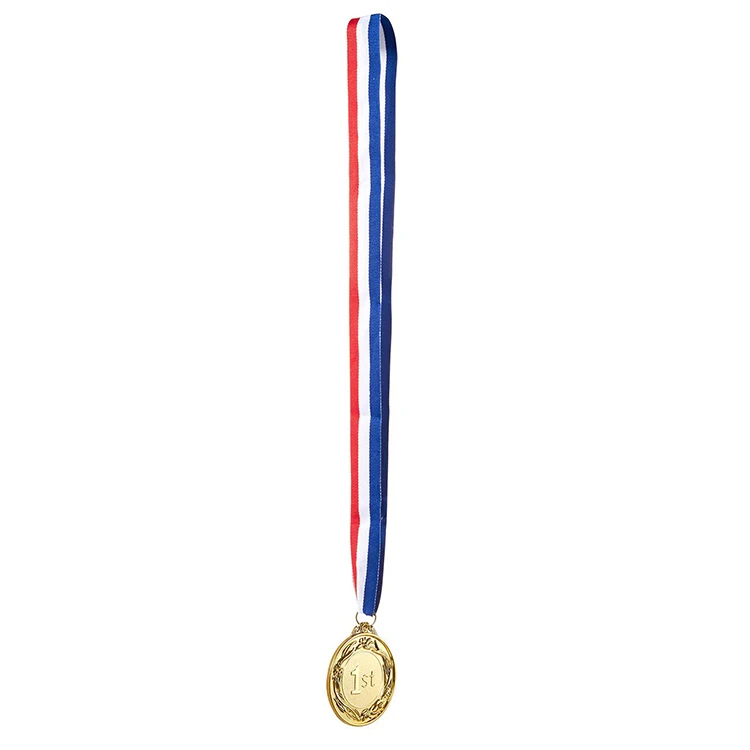 Hot trending products custom printing running gold metal award sport medal with ribbon