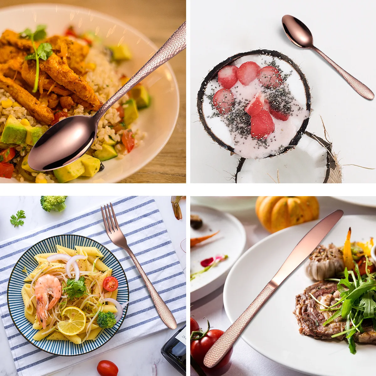 New Arrival Elegant Stainless Steel Cutlery Flatware Set Spoon and Fork Dinnerware Set for Wedding Restaurant