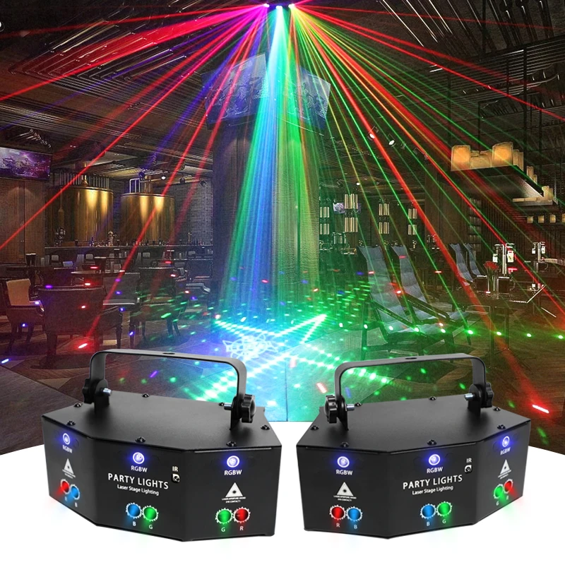Новый год 9 глаз лазерный свет DMX RGBW светодиодная диско-лампа музыкальный луч огни Музыка танец свадебный ночной клуб DJ KTV