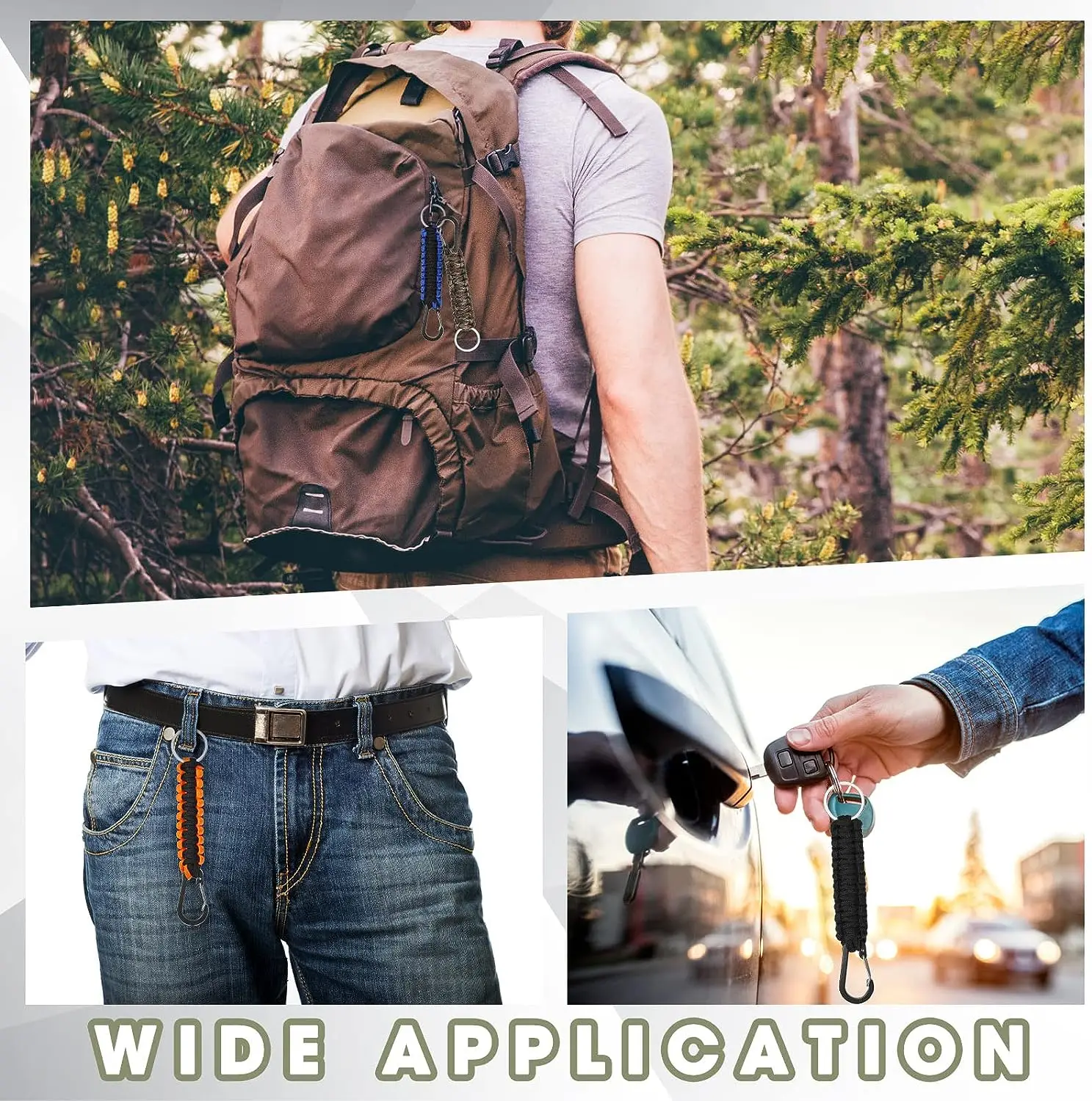 Anthrive Heavy Duty Key Clip Outdoor Keychain Ring Camping Multifunction Paracord Keychain With Carabiner For Men