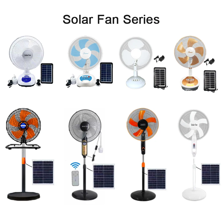Factory Made 12 Inch Solar Panel Charge Solar Floor Cooling Fan with LED Light Electric Charging Oscillating Table Fan