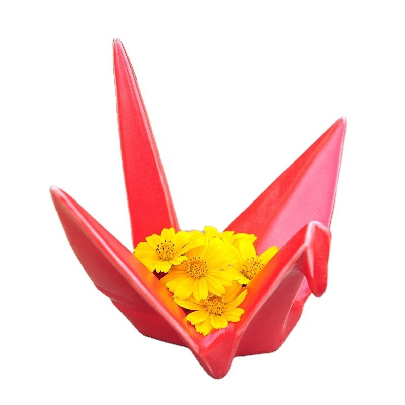 Creative Ceramic Thousand Paper Crane Origami Custom Office Storage Ornaments Home Small Flowerpot Ornaments