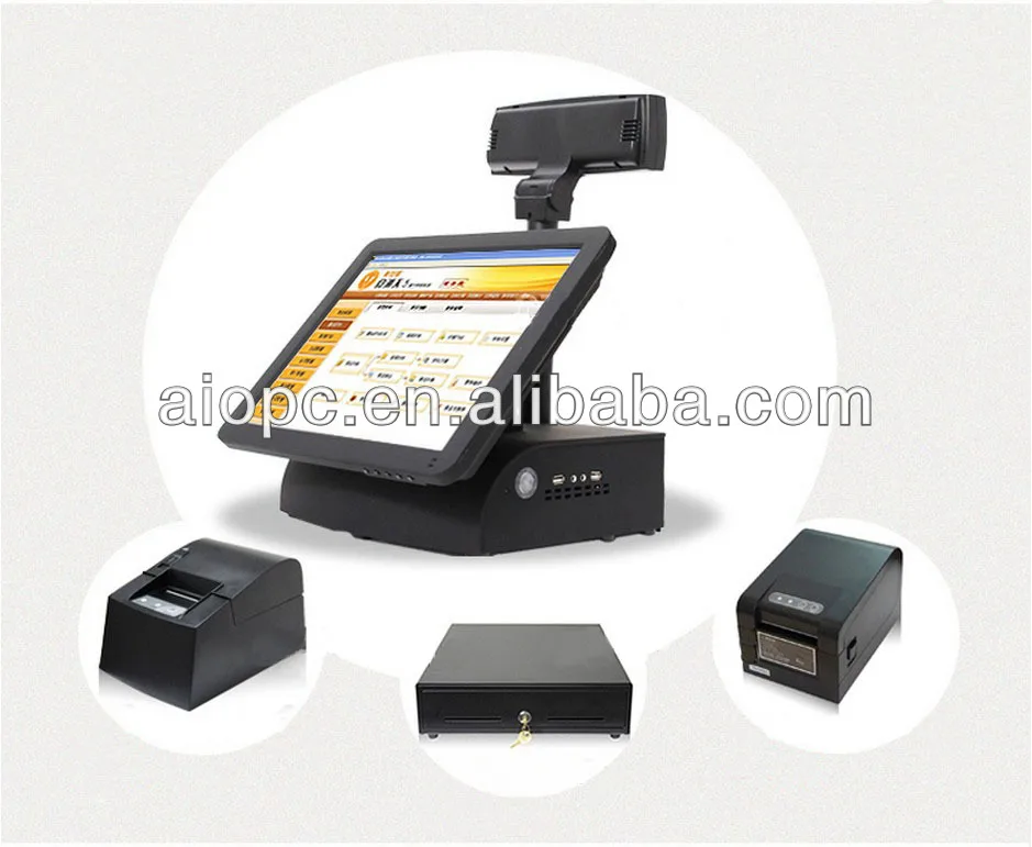 aiopc Luxury custom Intel Celeron Processor J1900 fanless cash register machine touch pos for restaurants android POS and PC POS