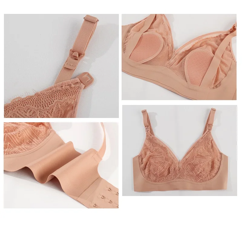 Summer Ultra-Thin Maternity Nursing Bra Rabbit Ears Crystal Cup Breathable Detachable Shoulder Straps Breastfeeding Underwear
