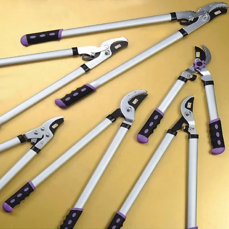 Carbon Steel Blade Garden Lopper and Hedge Shears Oval Telescopic Aluminium Handle Pruner Pruning Tools Clipper Secateurs