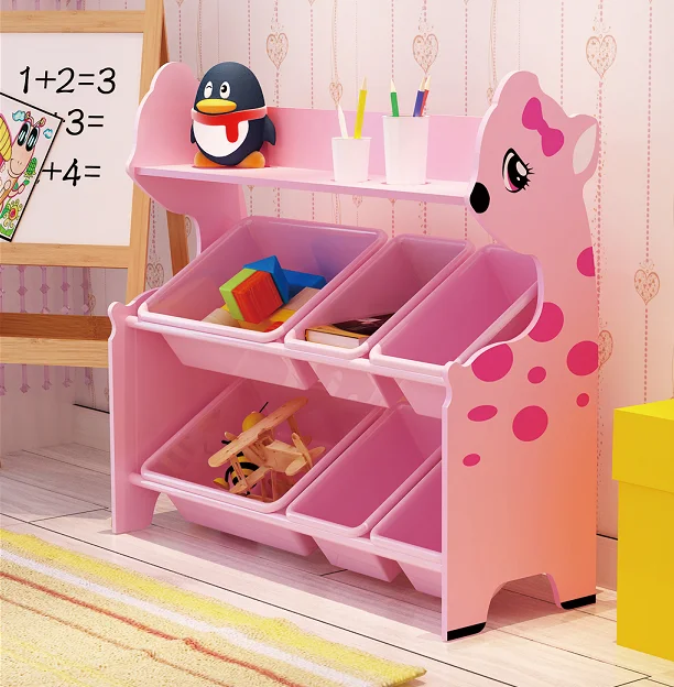 Деревянный милые игрушки Органайзер с олень живопись и пластиковые емкости для хранения для мальчиков и девочек