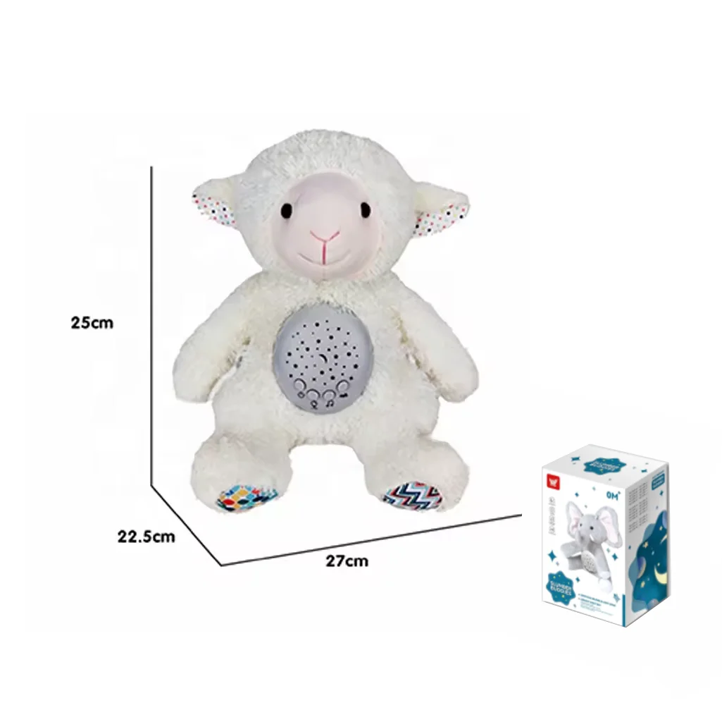 Toyhome Custom Cartoon Lamb Plush Doll Sleep Electronic Bedtime Projector Soft Toy Animal Plush Stuffed Toy For Kids