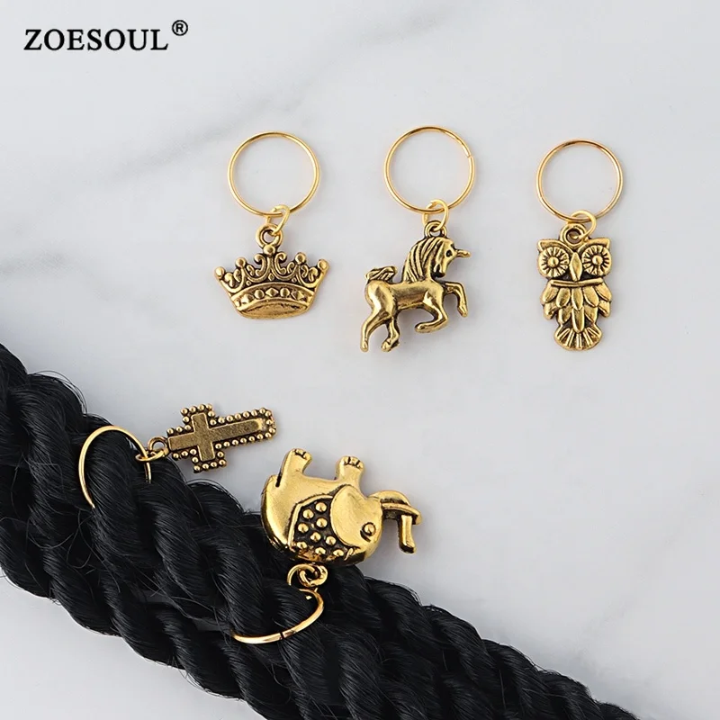 Африканские аксессуары для волос Золотая Бабочка слон крест Листья Подвеска кольцо для волос для наращивания дредов