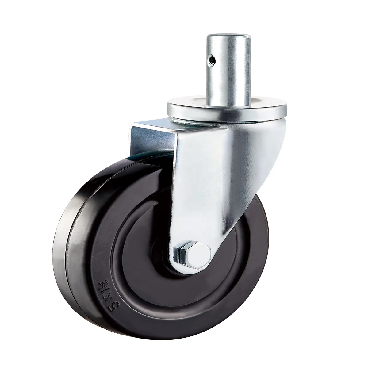 120kg loads black rubber wheels with brake and round stem swivel hand cart scaffolding caster manufacturer