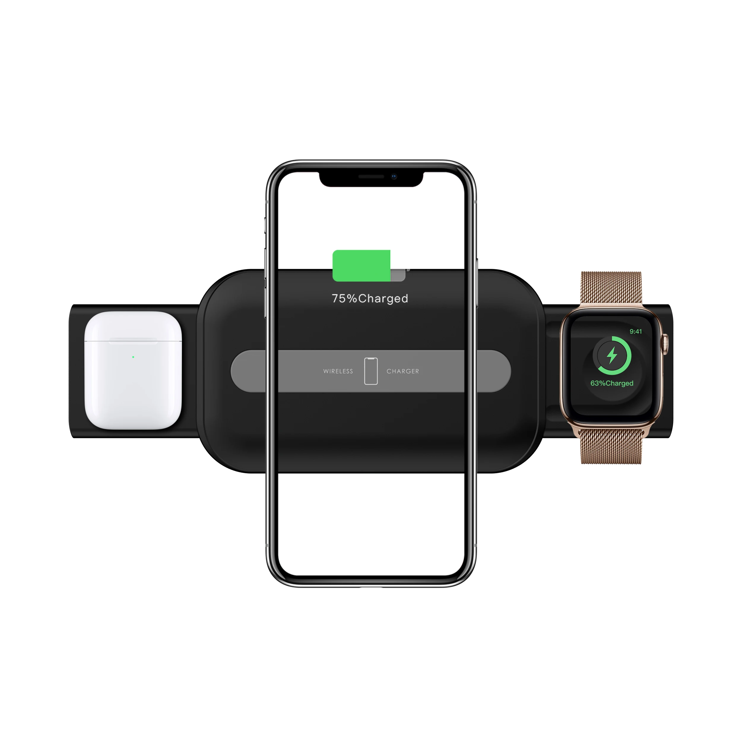  Новинка 2020 беспроводное быстрое зарядное устройство 3 в 1 Qi для iphone 12 AirPods Apple