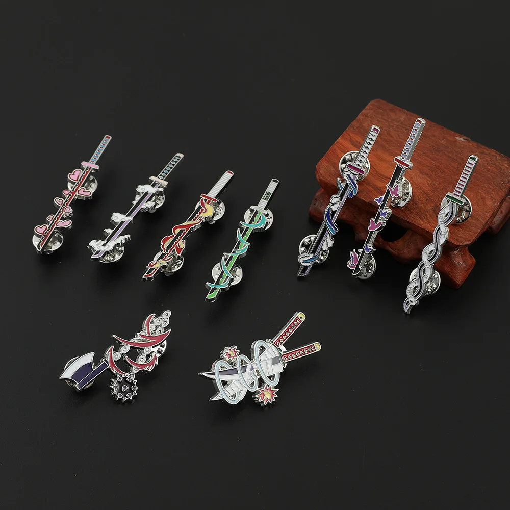 Wholesale Anime Demon Slayer Brooches Pins Ghost killing Blade Metal Badge pins Bag Clothes Accessory