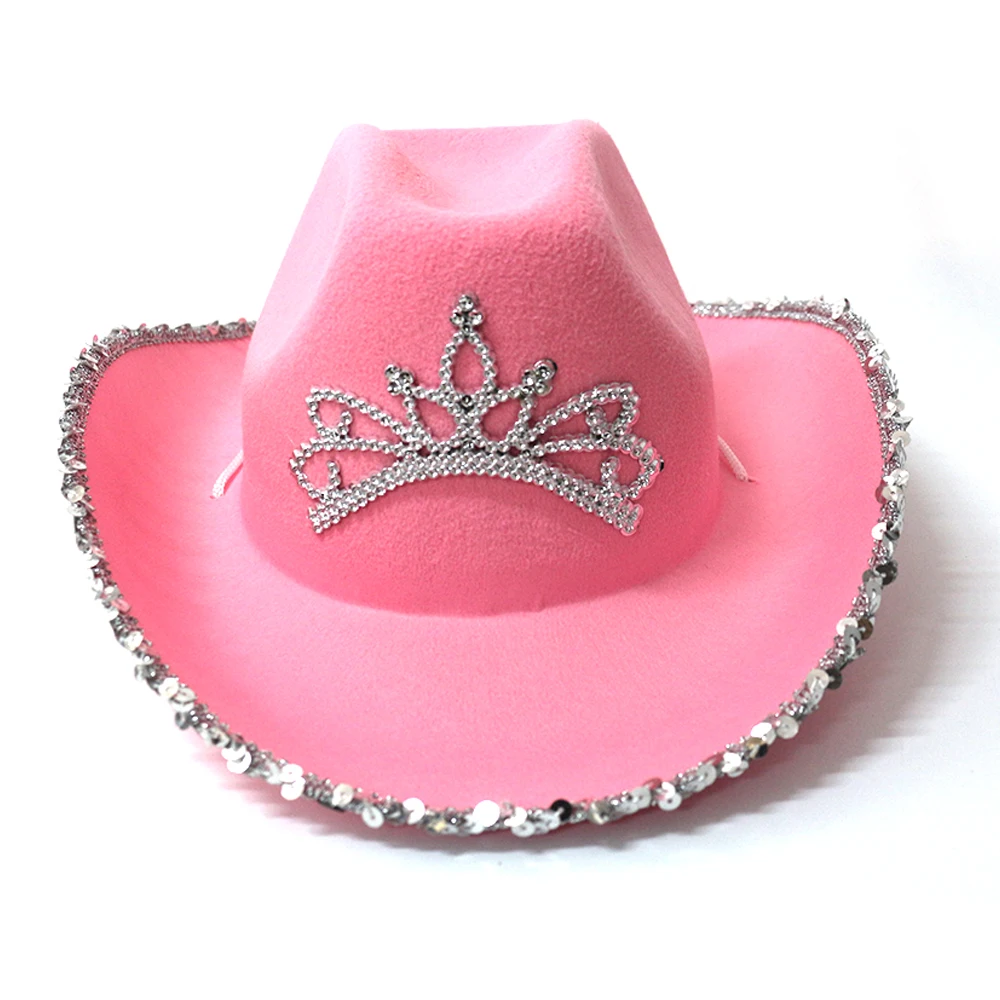 Hot sale wholesale women pink party cowboy hat felt pink cowgirl hat