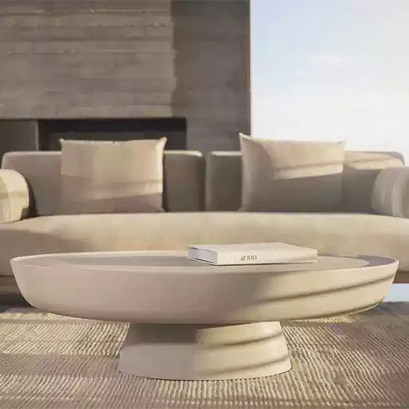 INS modern white coffee table concrete coffee table Nordic interior designs round table for living room furniture