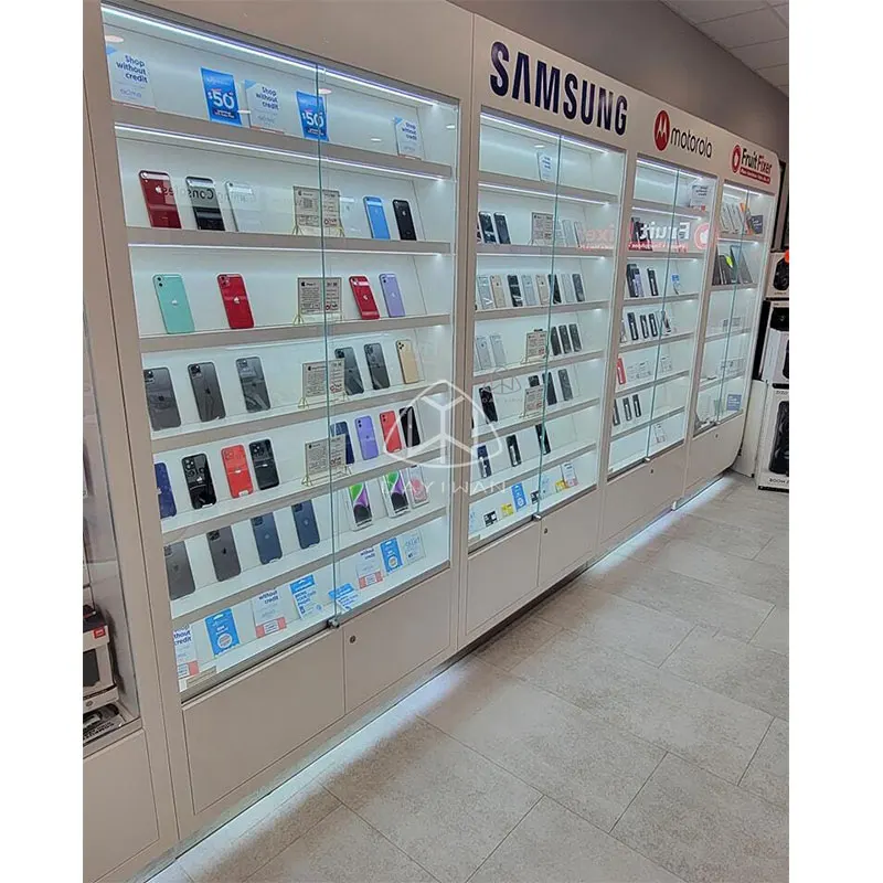 Cellphone Store Display Fixture Set Phone Case Display Rack Design For Mobile Shop Wall Counter