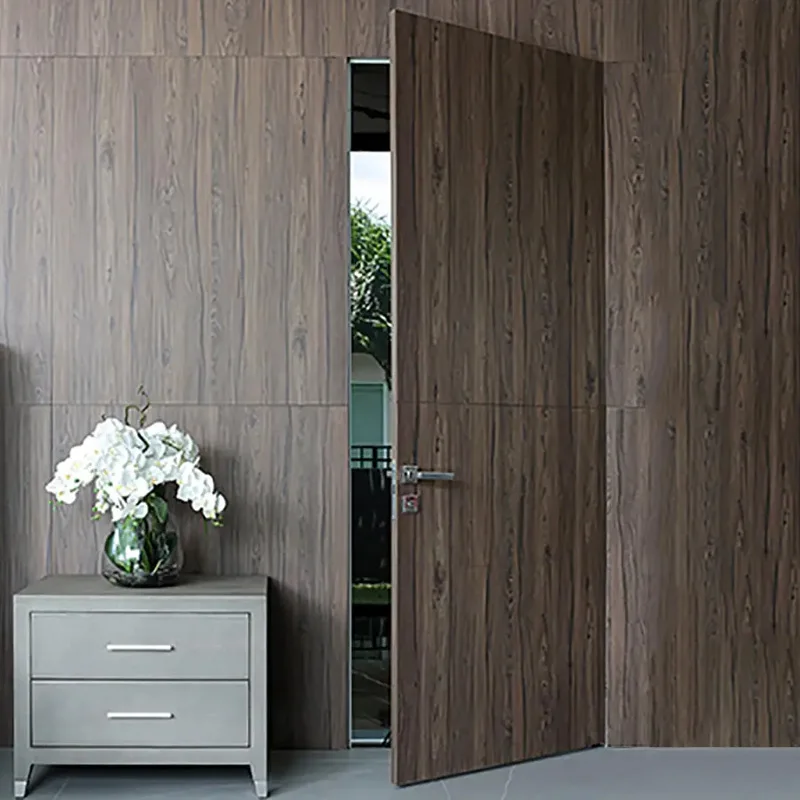 American interior frameless invisible door walnut wooden invisible door solid wood nature walnut hidden door inside construction