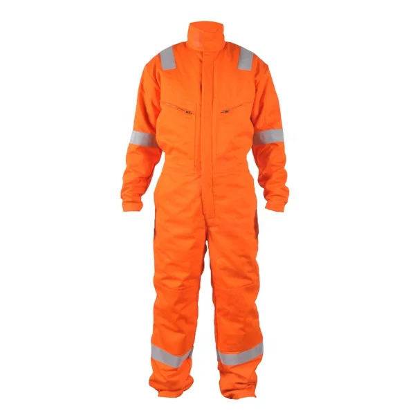 fire resistant fr workwear fireproof winter coverall overalls with reflective tapes
