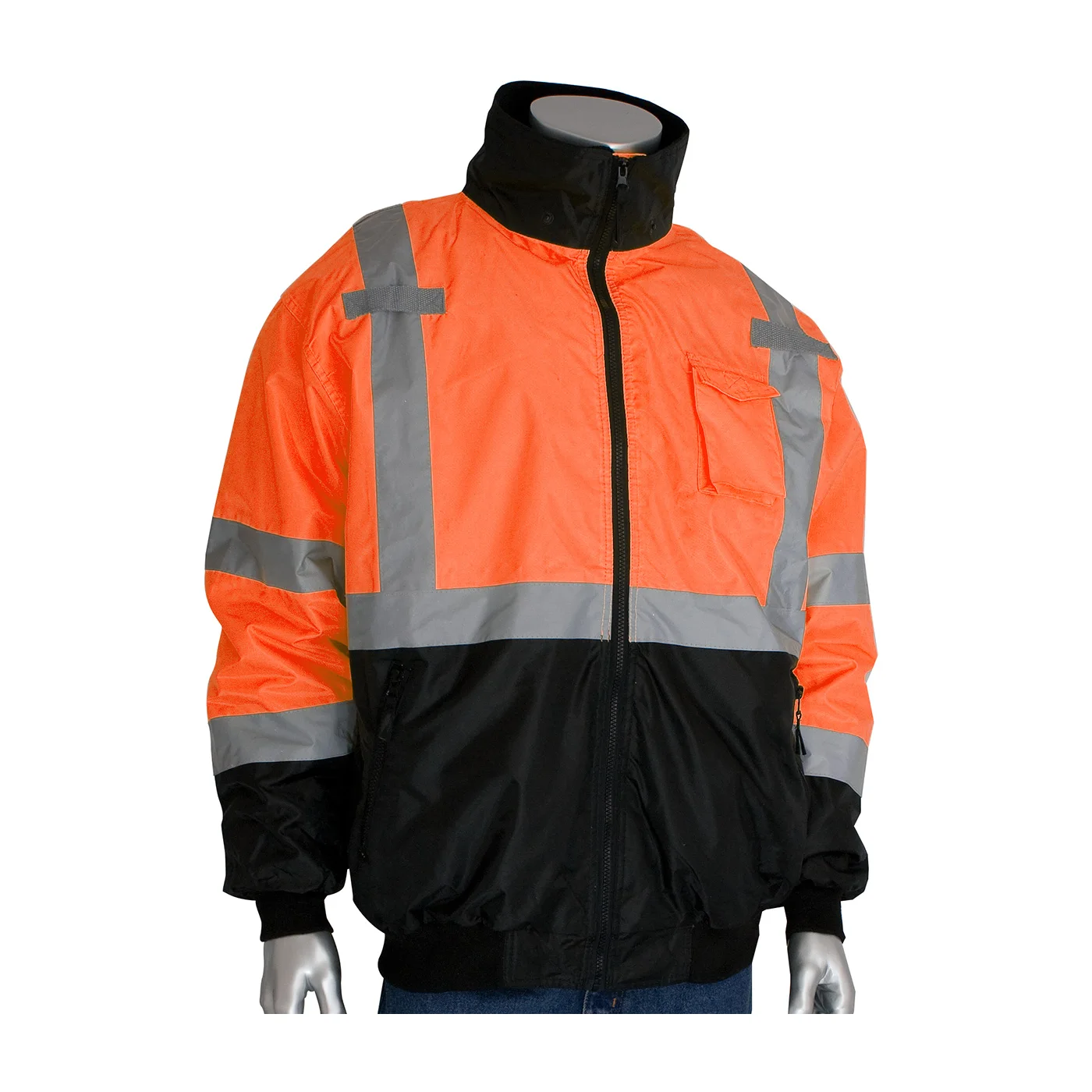 Type R Class 3 Value Black Bottom Bomber Jacket with Zip-Out Fleece Liner reflective jacket Construction Work Safety Clothing