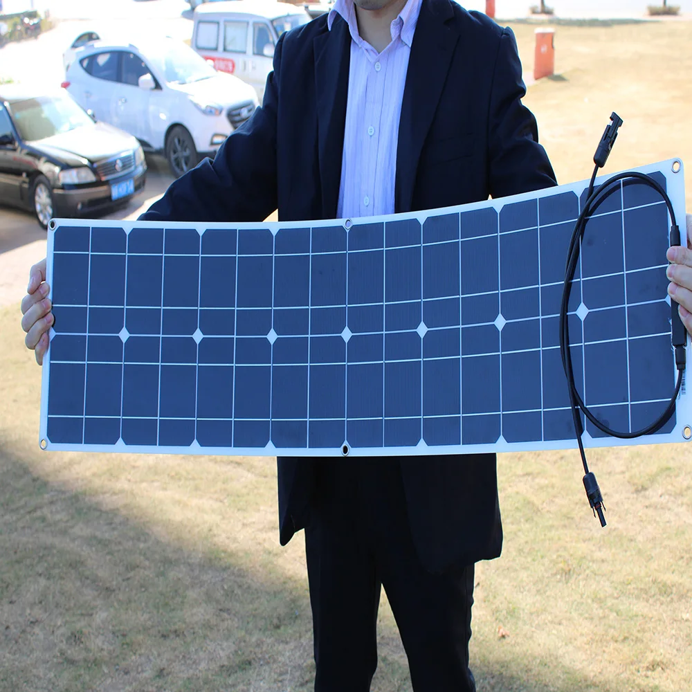 2pcs 50w narrow shape 100w flexible solar pane kit