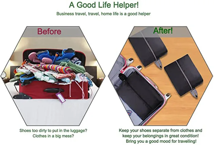 
Travel Shoe Bags Waterproof Nylon with Zipper for Men & Women 