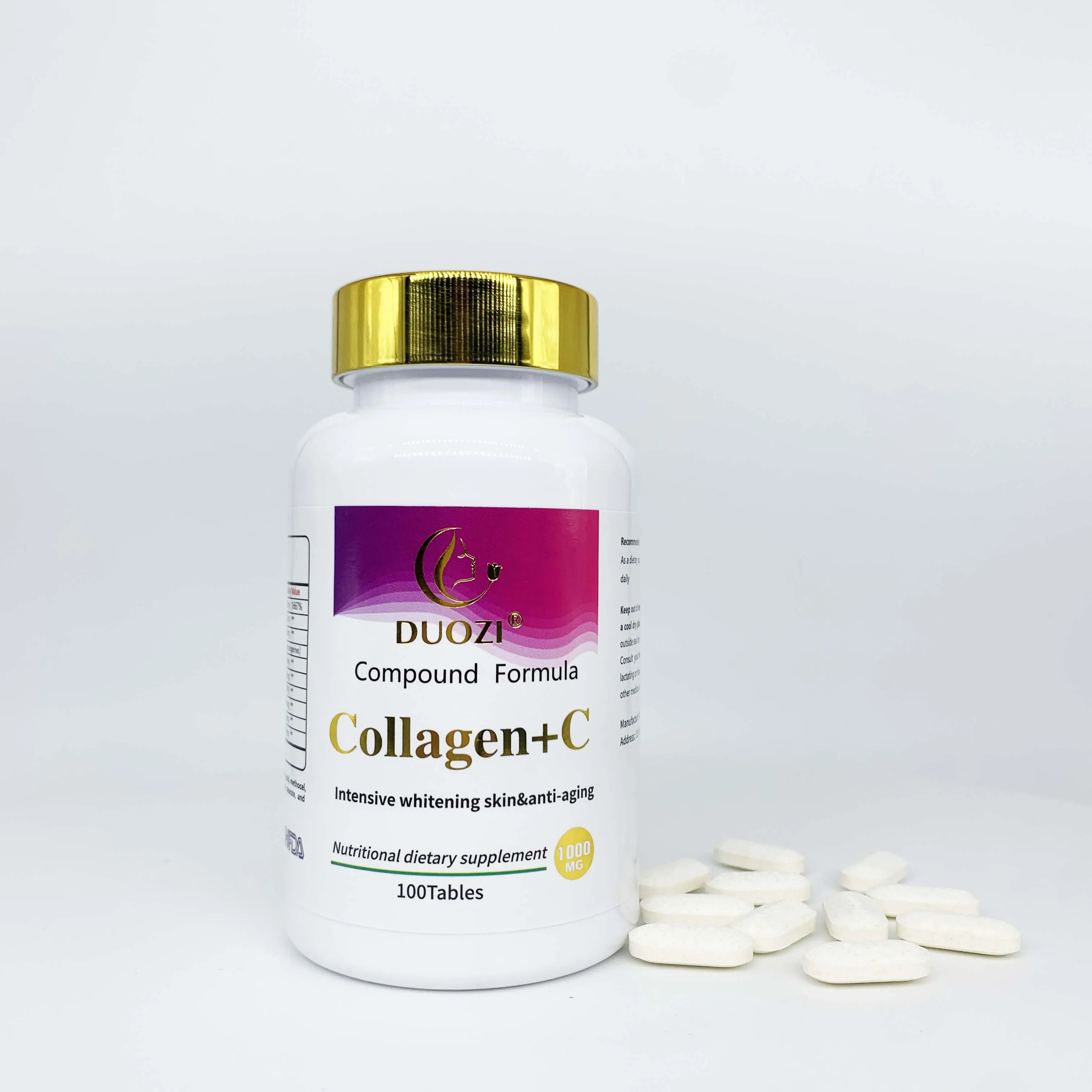 OEM Skin Whitening Brightening Compound Formula Collagen Vitamin C Tablets Candy Capsules