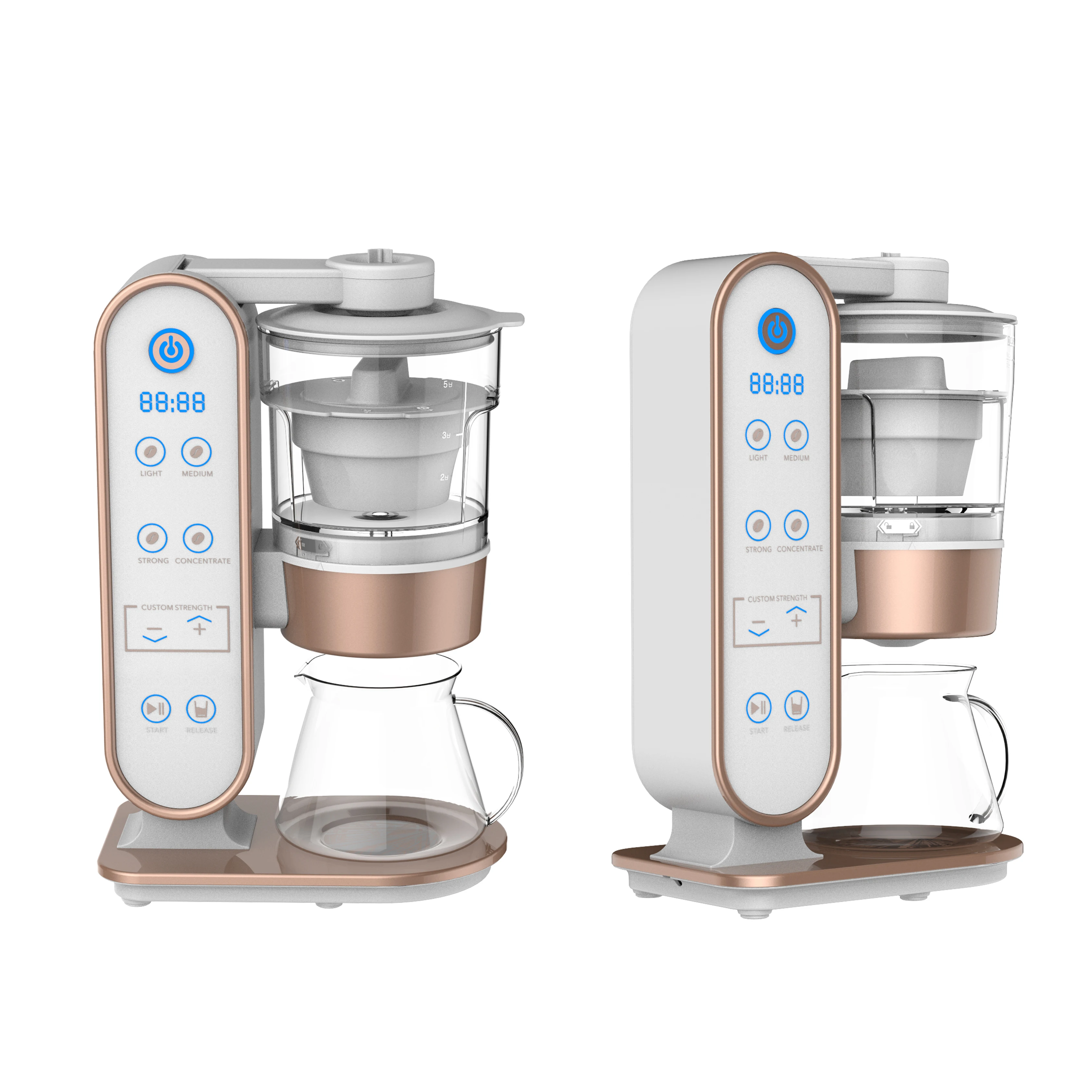 Programmable Washable Basket Filter Drip Coffee Machine Auto Brew Express Coffee Maker Iced Tea & Coffee Cold Brew Maker Shiny