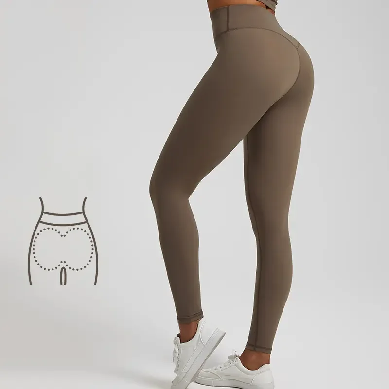 Premium 68 Nylon 32 Spandex  V-Back Seam Gym Yoga Biker Shorts High Waist Breathable Peach Hip Activewear Gym Leggings for Women