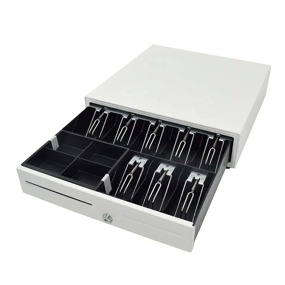 Smart Design Locking Cash Register Electronic Rj11 cash Box 8 Bills 4 Coins Trays Cash Drawer