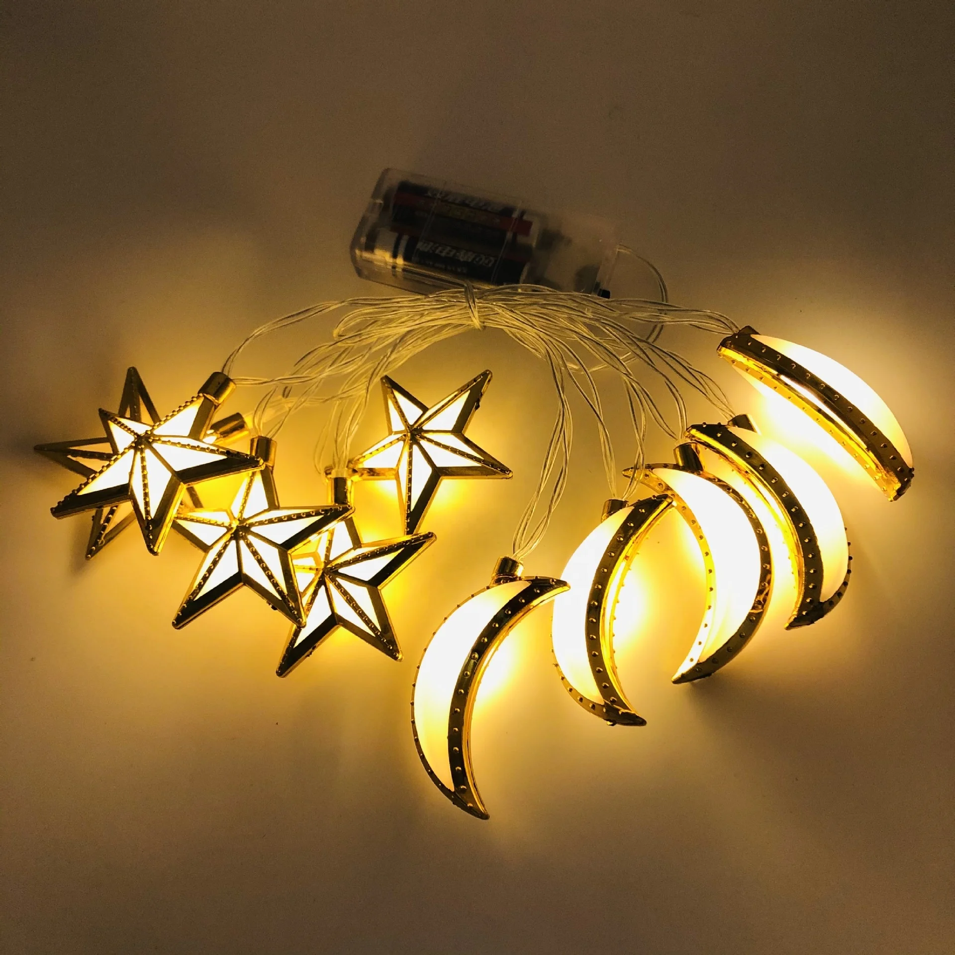 Gold Ramadan Decorative Light Silver Plastic Palace Light Eid Mubarak LED String Light For Ramadan Eid Decoration