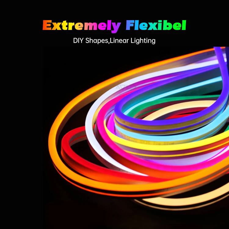 6 X 12mm Colorful Neon LED Strip Light Flexible LED Strip Neon Lights IP65 Waterproof 12V for Sign Letters Decoration