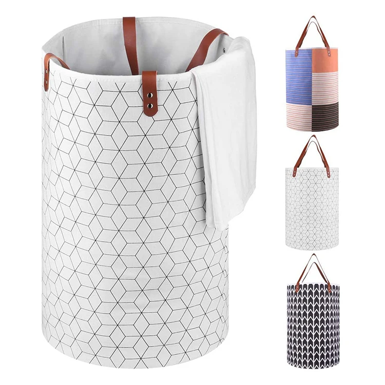 Kingwillow hot selling fabric laundry hamper foldable basket collapsible clothes bag for bedroom customized