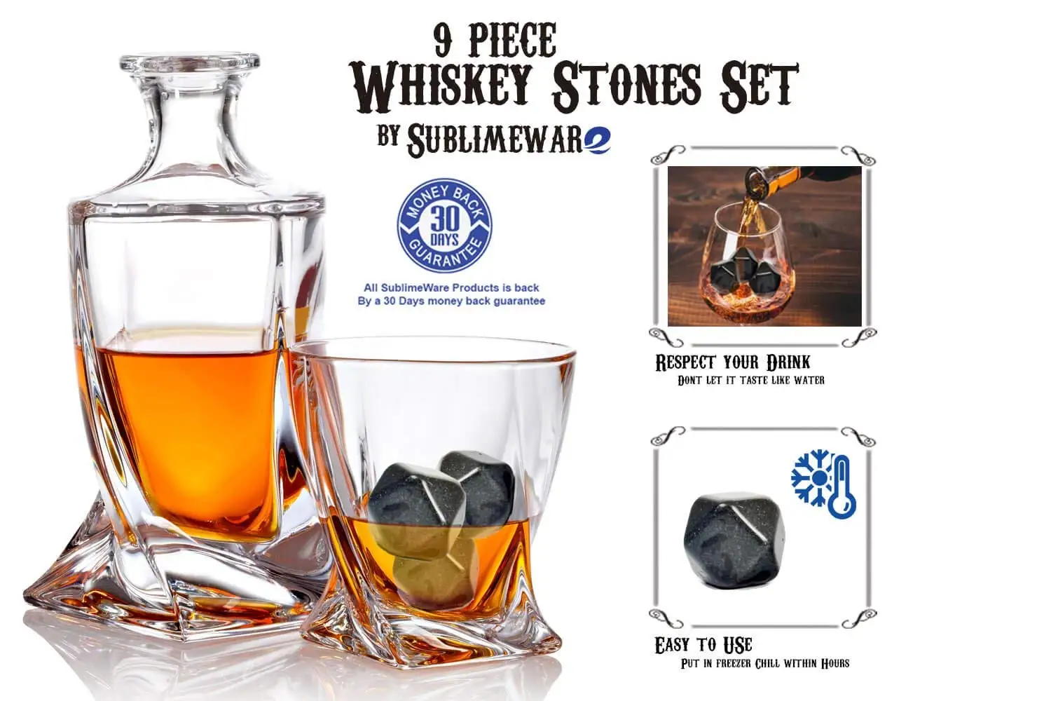 Gift Set Granite chilling ice stone cube white stone wine Ice Wine Chillers marble