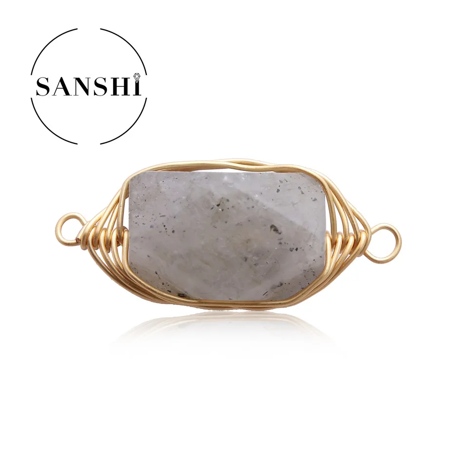 Double Hanging Special-Shaped Irregular Crystal Stone Cutting Surface Copper Wire Winding Diy Hand Necklace Accessories