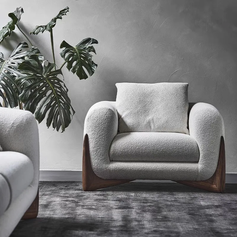 Designer home Nordic apartment villa fabric log sofa living room minimalist double Japanese sofa combination