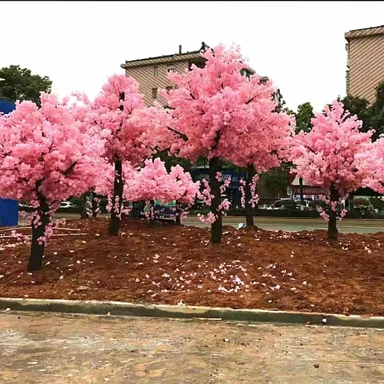 
China manufacturing fake plastic pink flower trees artificial cherry peach blossoms tree for indoor wedding decoration 