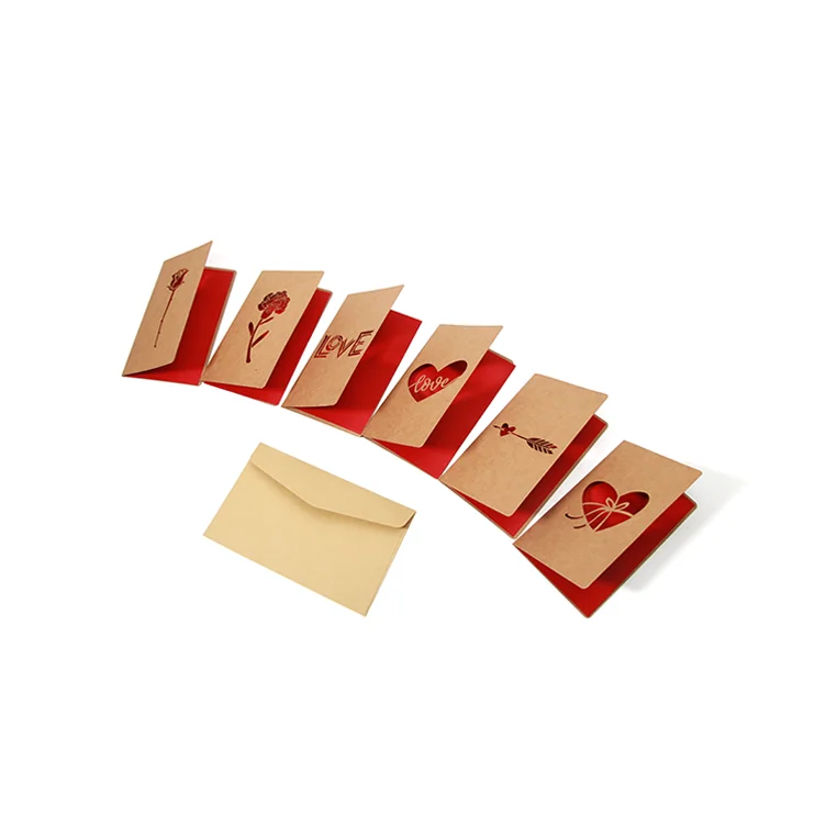 
Wholesale Custom High Quality Laser Cut Kraft Paper Valentine Love Greeting Card 
