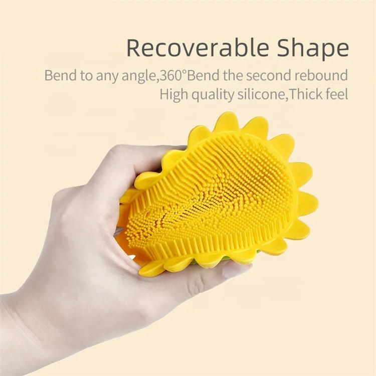 Children kids infant baby Soft Silicone sunflower Shower Body Cleaning Massage Brush for baby spa