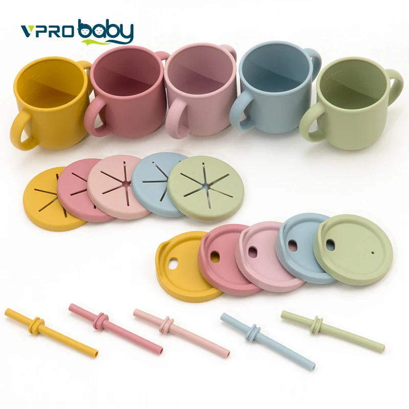 Toddler Snack Catcher Food Grade Collapsible Cup With Straw No Spill Food Baby Cups Foldable Silicone Snack sippy Cup