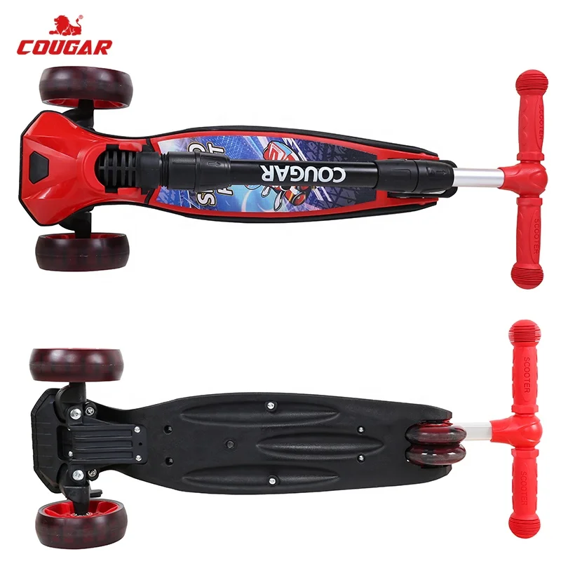 MHBC-011 Cougar Illuminating Wheels Adjust Fold Scooter Balance Training Foot Kick Scooters For Kids Boys Girls