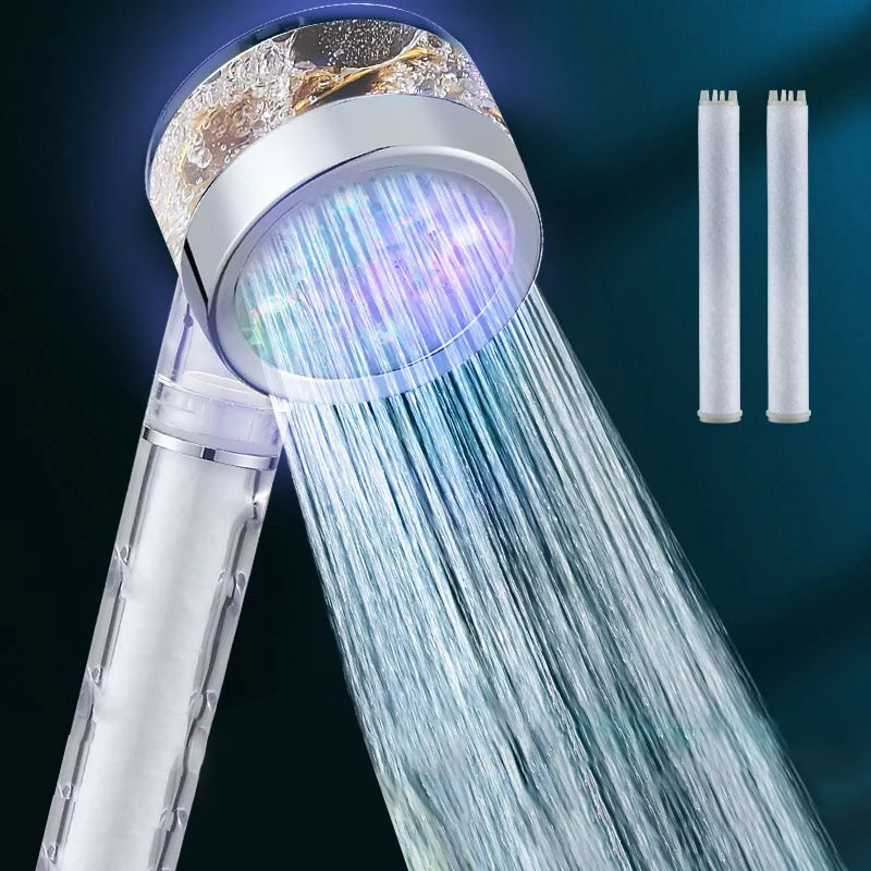PowerSpa 3-colors LED Shower Head Combo with Air Jet LED Turbo Pressure-Boost Nozzle Technology, Hand Shower with Fan