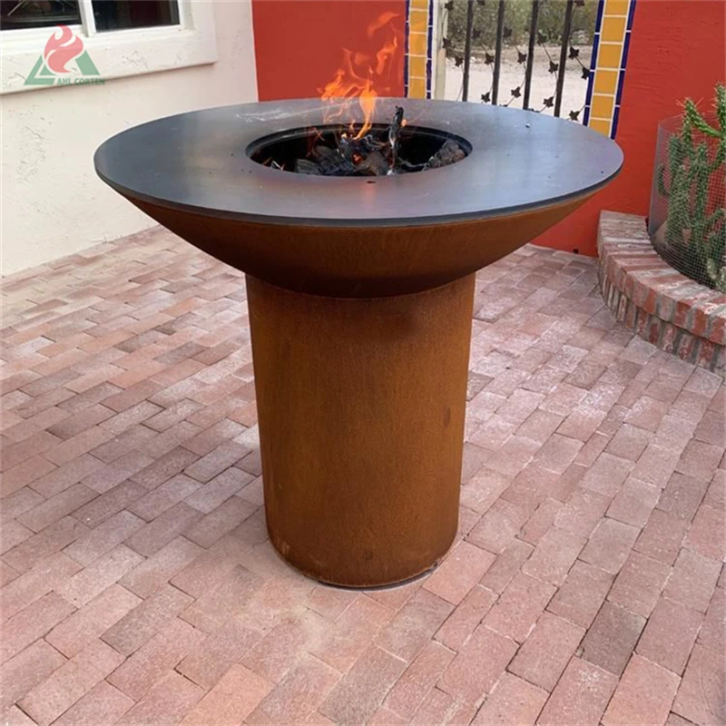 painted corten steel bbq plancha charcoal bbq grill barbecue