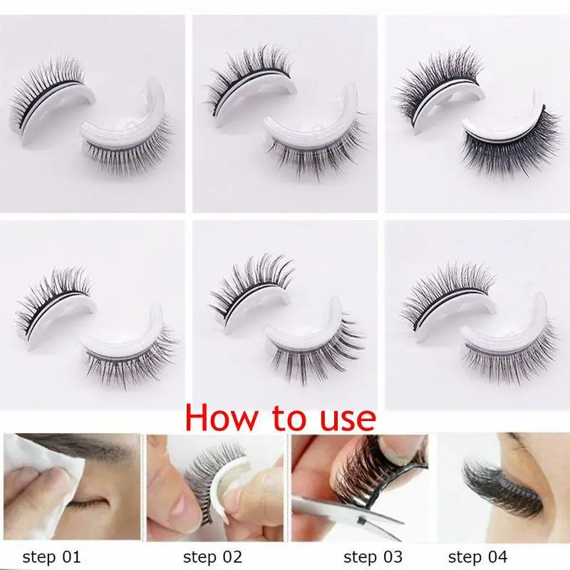 Private Label Wholesale Wispy 3D False Eyelashes Self Adhesive Lashes Press on Lashes no glue Custom Lash Box Packaging