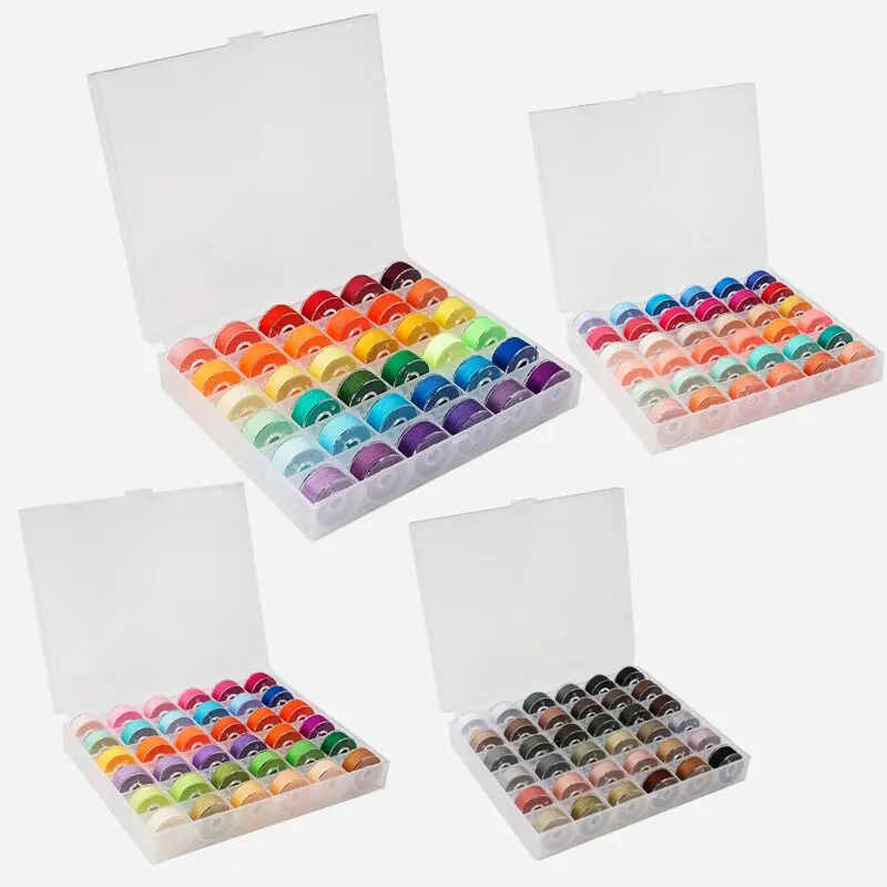 Plastic Coil box with 144 Colorful Sewing Thread Bobbin Storage Box Sewing Machine Accessories Set