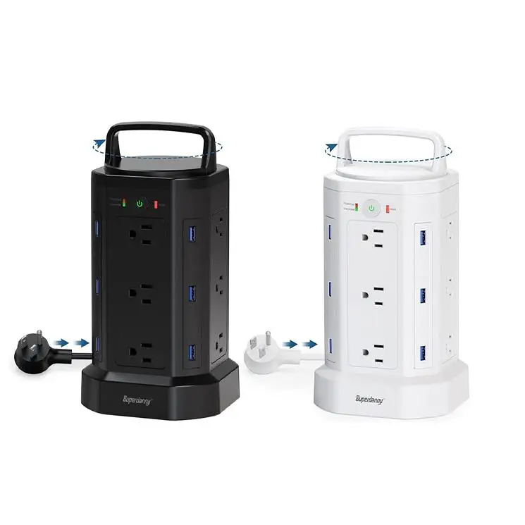 Superdanny US table mount multi plug usb socket outlet extender surge protector power strip with usb