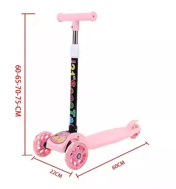 Foot Scooter Factory Direct Sale Adjustable Heights 3 LED PU Wheel Children Kids Toy Bike Balance Scooter