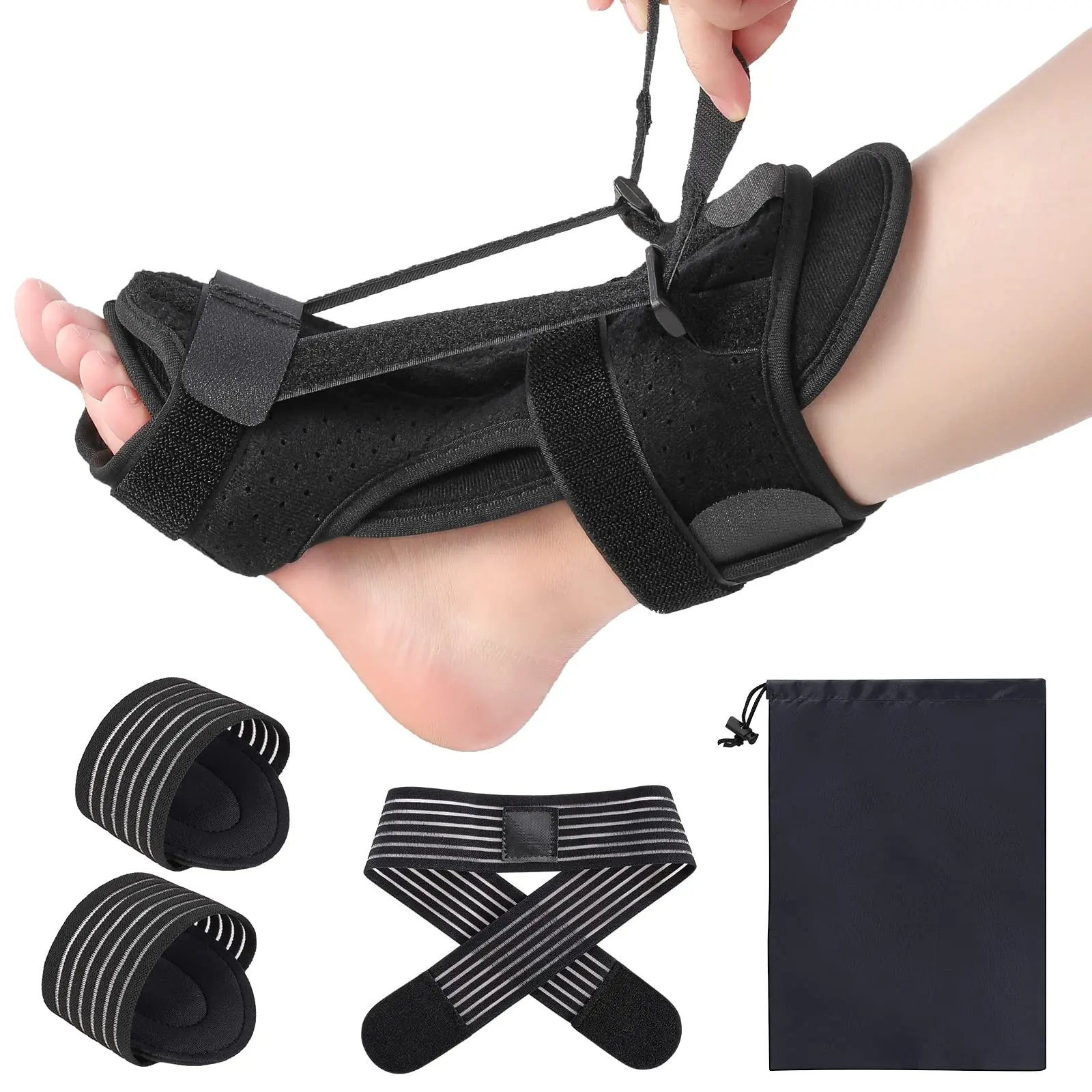 Wholesale Plantar Fasciitis Night Splint Foot Drop Brace Adjustable Elastic Night Splint For ankle drop foot