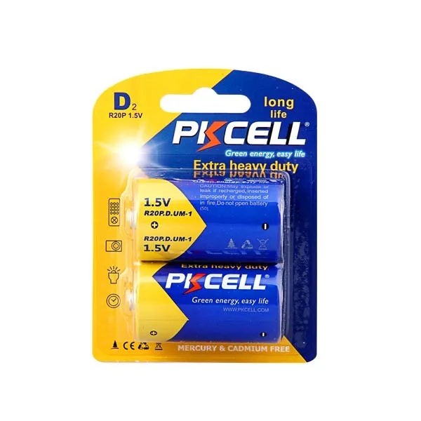 Free Samples PKCELL D Cell Battery R20P R20S R20 1.5v Um1 Carbon Zinc Batteries