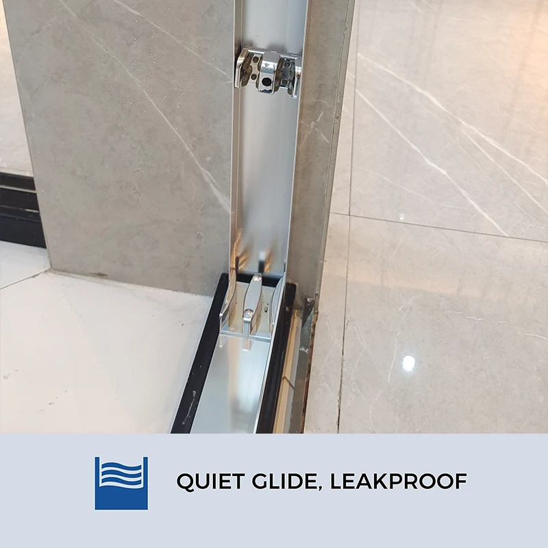 Modern Rectangle Shape Antirust Metal Framed Bathroom Bypass Tempered Glass Sliding Shower Door With Aluminum Handle